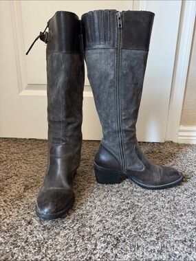 Born Tall Side-Zip Riding Boots in Charcoal Gray
